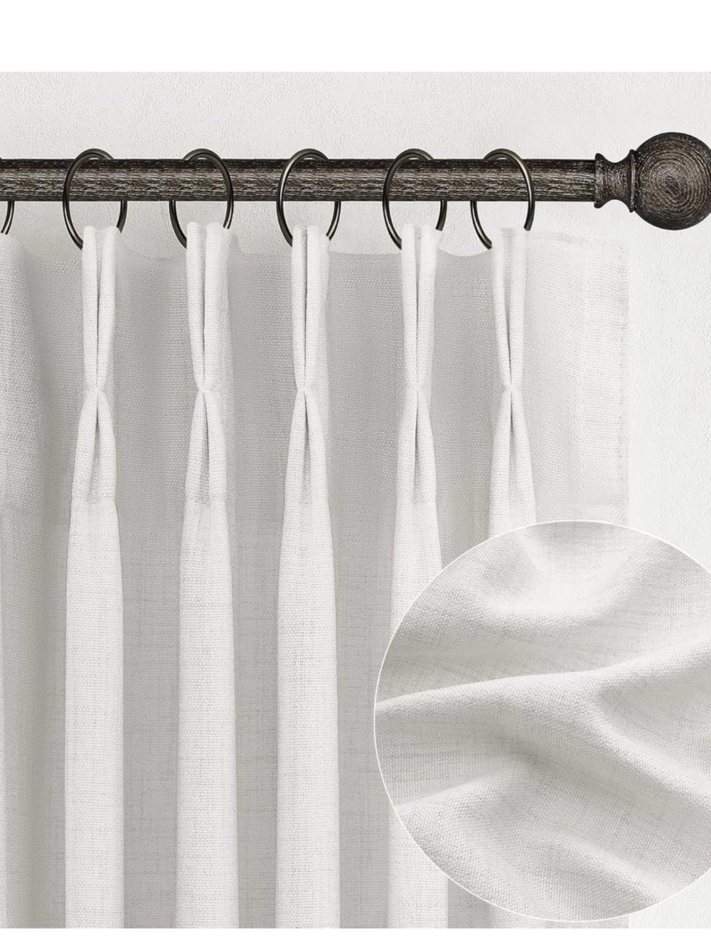 PleatedDrapes 102Inch Light Filtering Curtains for Sliding Glass Doors 2 Panels